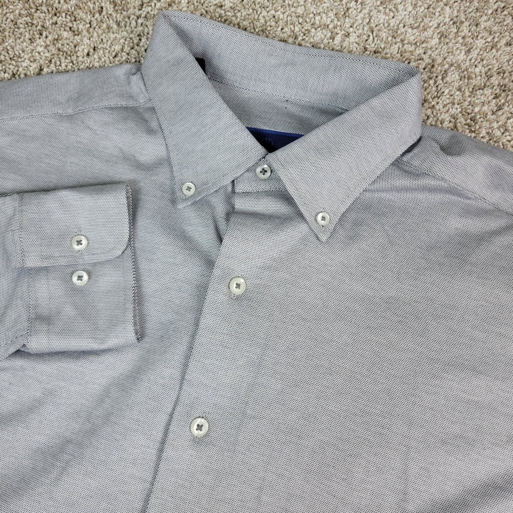 David Donahue Mens Large Gray Stretch Button Down‎ Long Sleeve